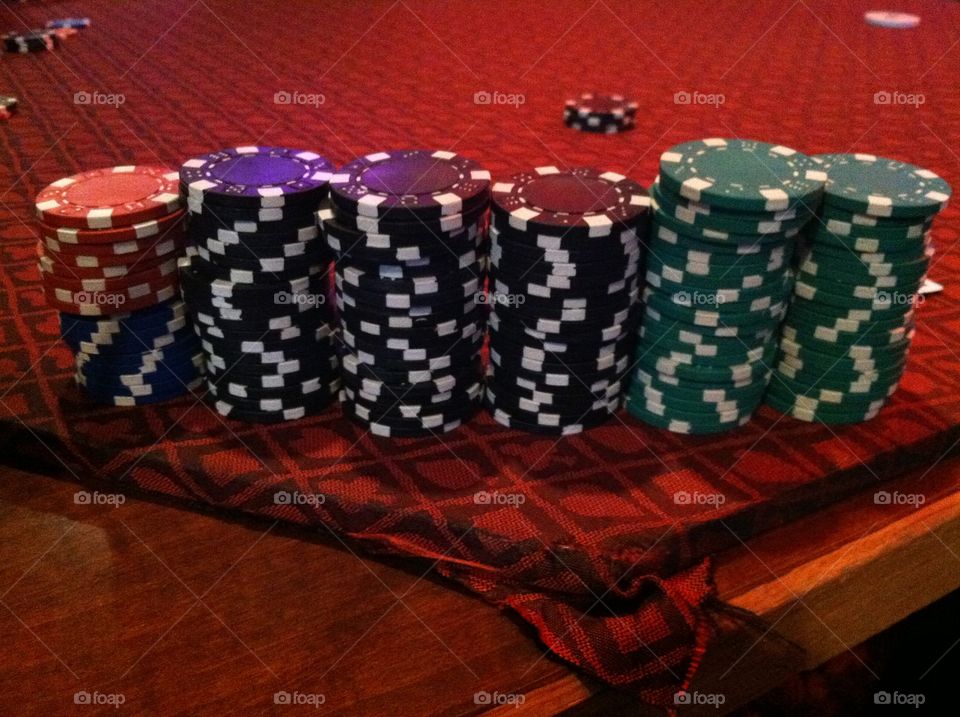 Chip stacks. Poker chips