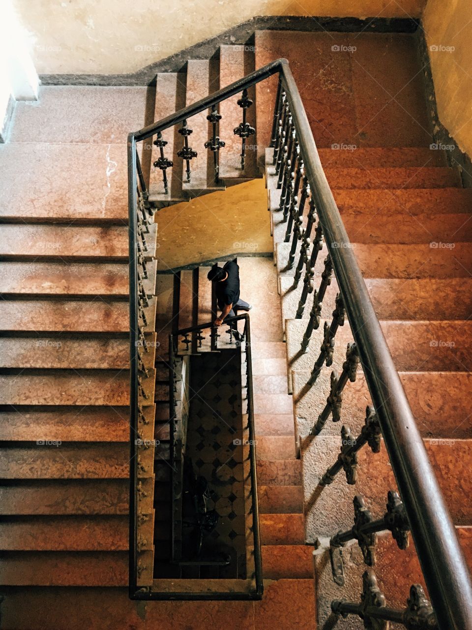 High angle view staircase