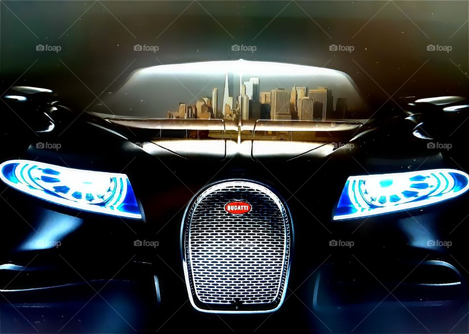 Unexisting Bugatti Facing Off Manhattan
