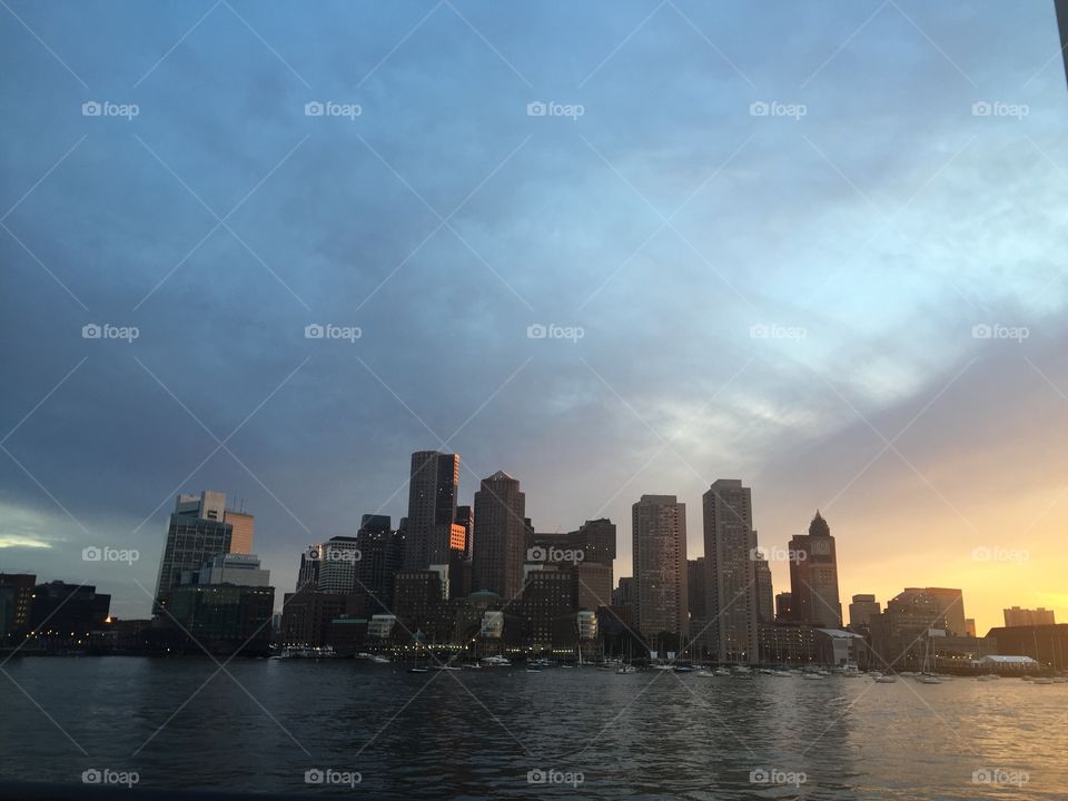 Boston. The view from a sunset cruise in Boston Harbor with Classic Harbor Line