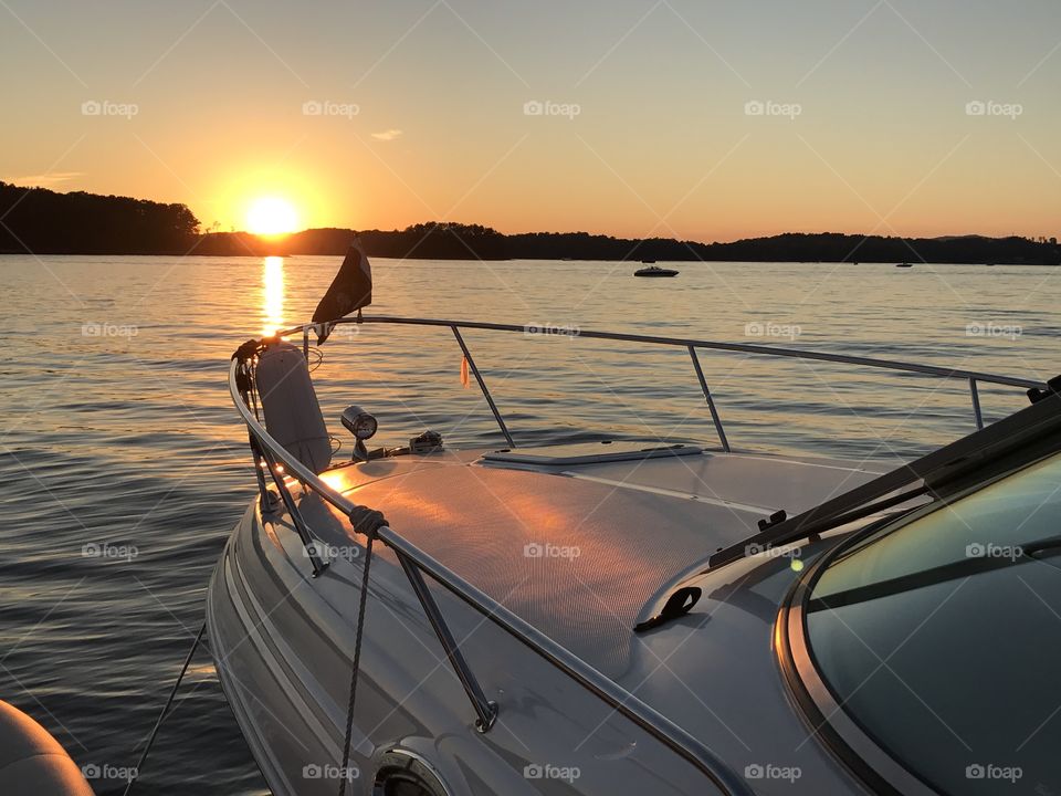 Sunset on boat