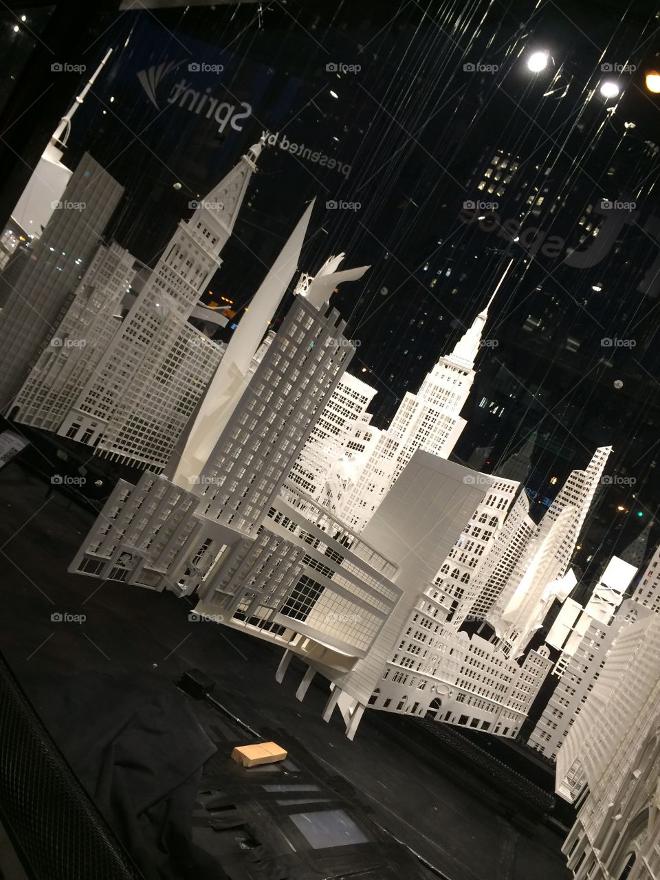 The Sprint Pop Up Store in New York City made a paper city to imitate New York City Skyscrapers 
