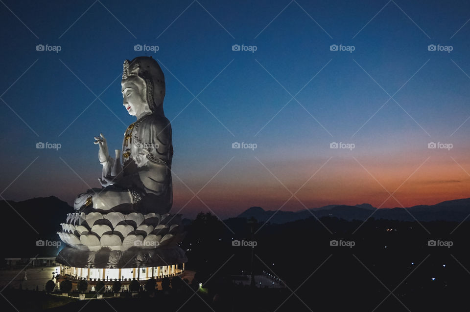 The ginormous (23 stories) Goddess of Mercy statue in Chiang Rai, Thailand 