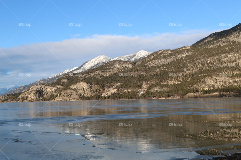 Mountains over a lake near invermere