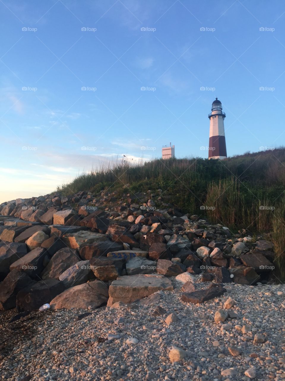 The rocks at Montauk Lighthouse in Montauk, NY