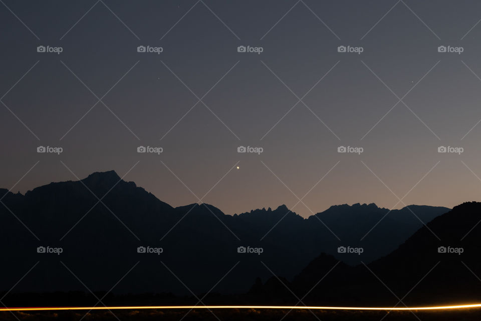 Sunset, Mountain, Dawn, Moon, Landscape