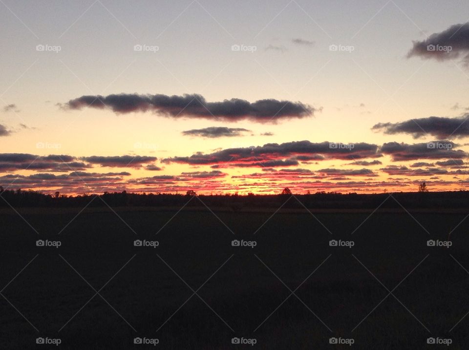 Bright clouded sunset.