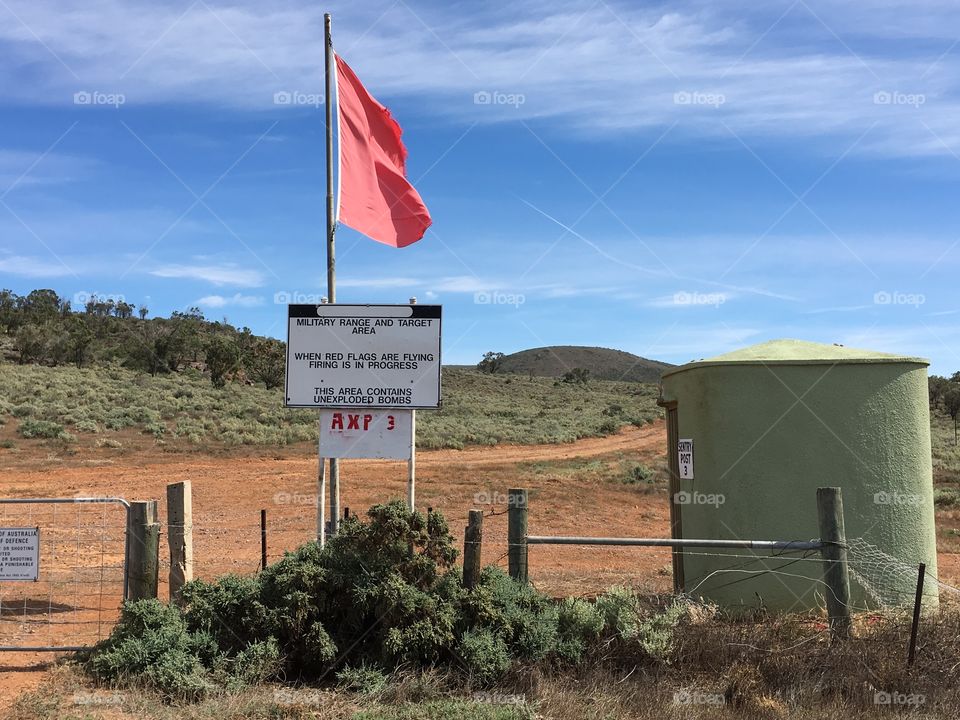 Australian military missile training ground, south Australia; red flag active testing