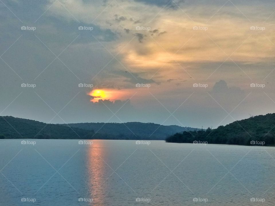 Beautiful Sunset at Jhumka Reservoir , Odisha