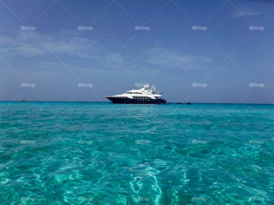 Yacht in Half Moon Cay Bahamas 