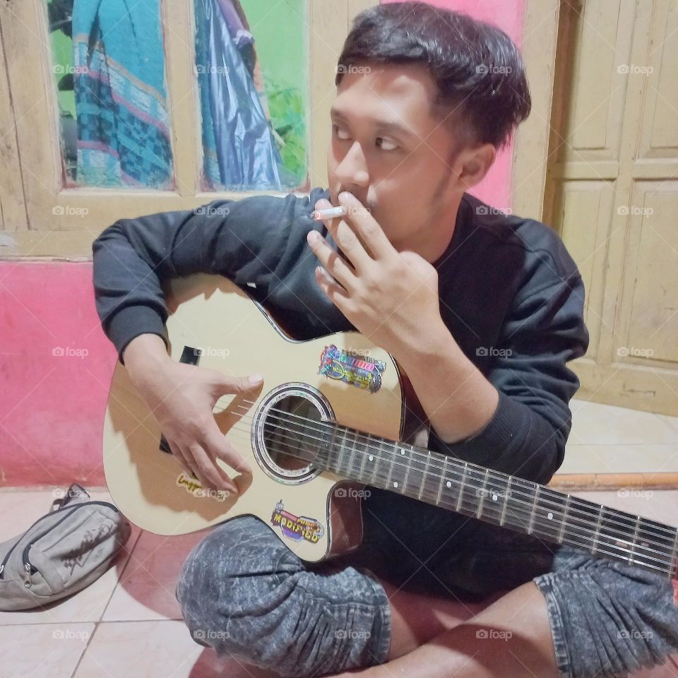 Staying up late while playing guitar