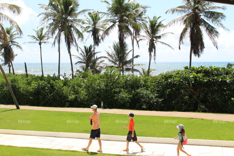 Summertime (Family going to the beach in the Abbey Road style)