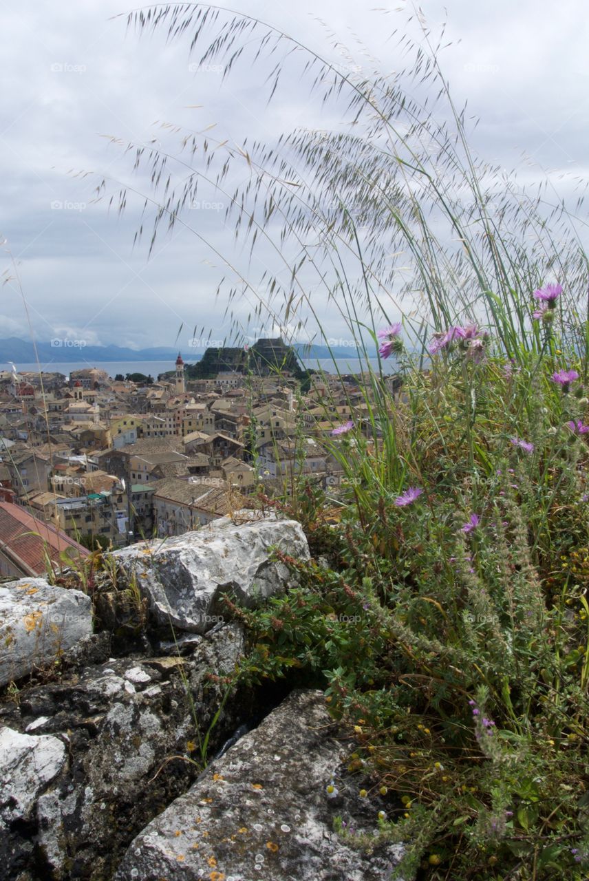 View of Corfu Town from the New Fortress, Greece