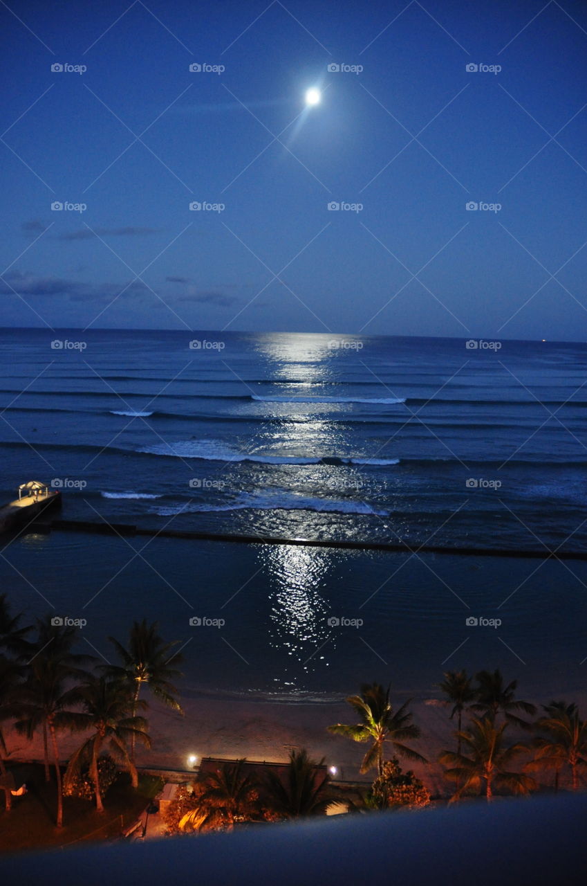 Moonlight reflecting in sea