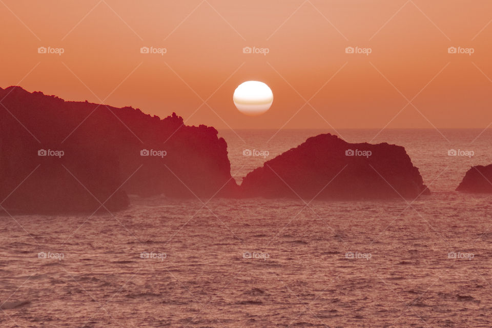 Sunset over the ocean. La Palma Island, Canary Islands, Spain 