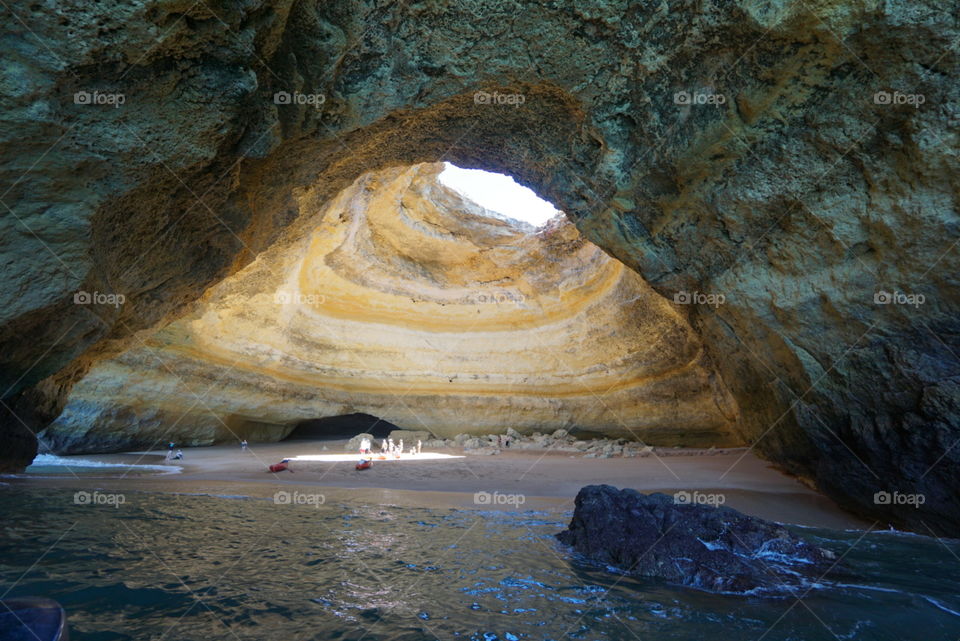 Caves of Benagil. The Cathedral, the largest of the Caves of Benagil in southern Portugal, is accessible only by boat.