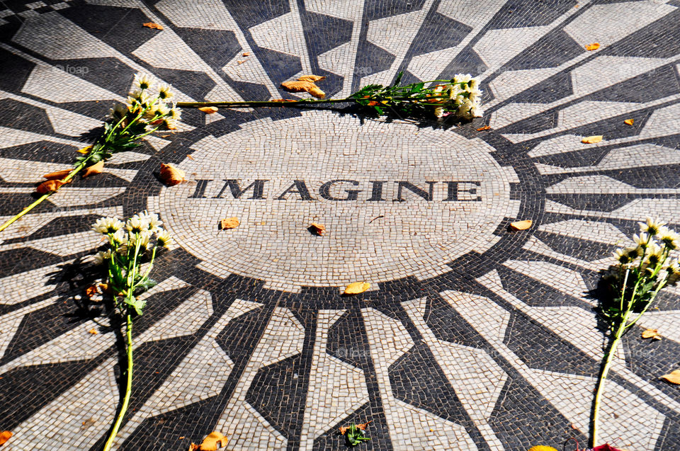 Imagine. Tribute to John Lennon at Strawberry Fields in Central Park, NY