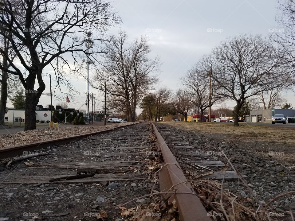 Railroad tracks from ground view