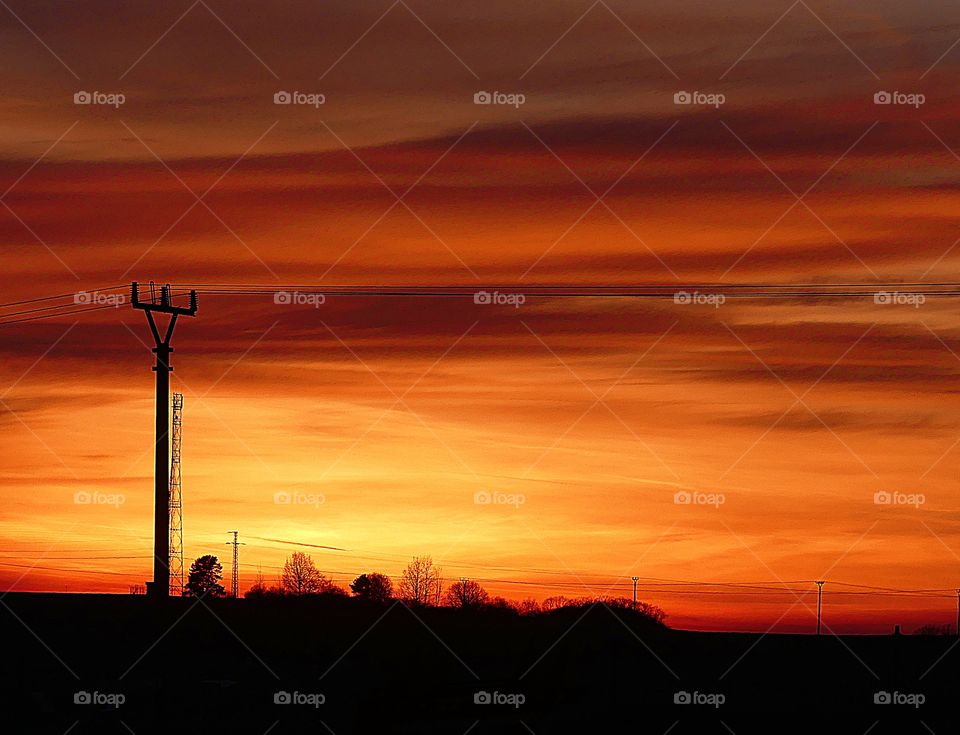 Magnificent sunset in Dresden, Germany