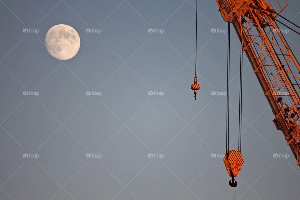 Moon and crane