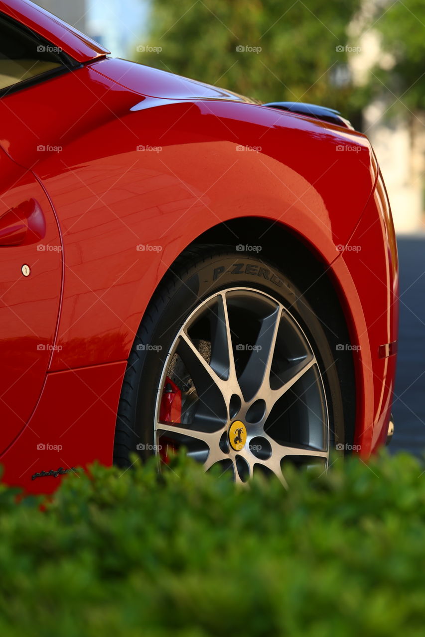 Ferrari supercar detail. Red ferrari design detail by pininfarina designer
