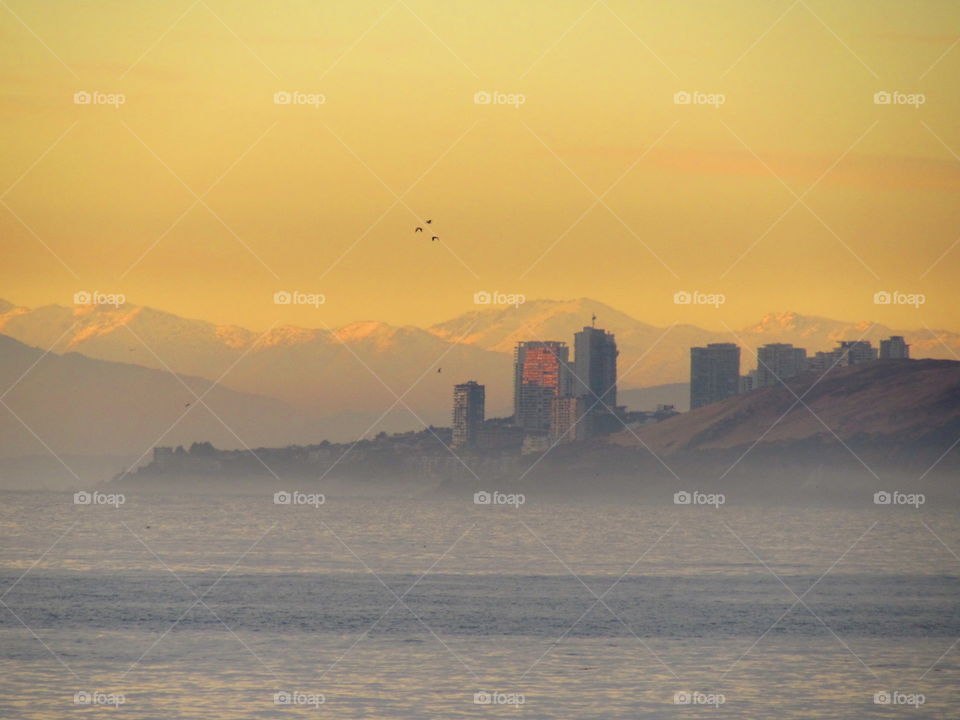 Sea, city and Andes 