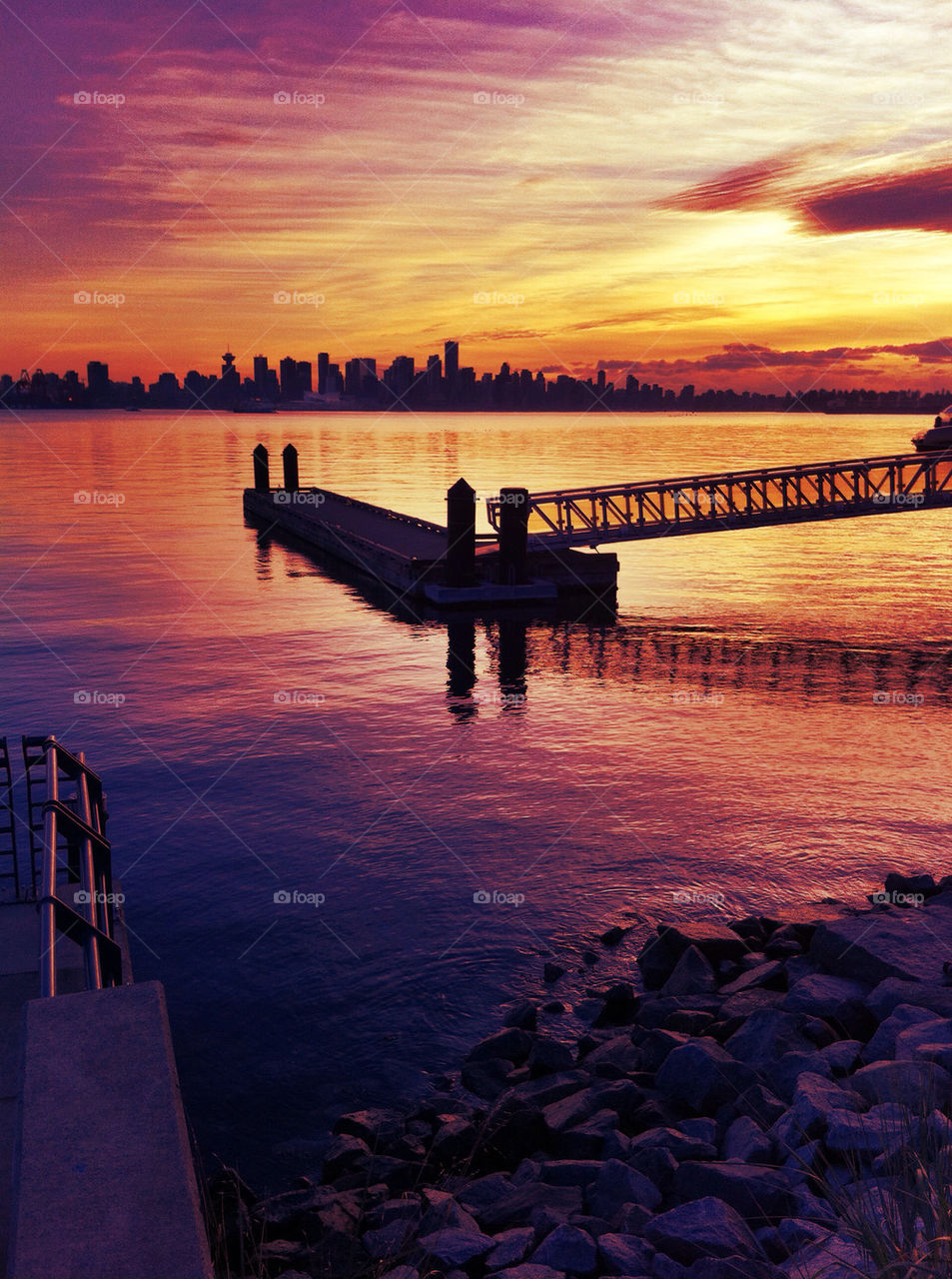 ocean sunset skyline dock by kzr