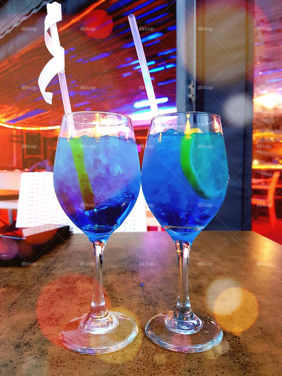 Blue Cocktails at night