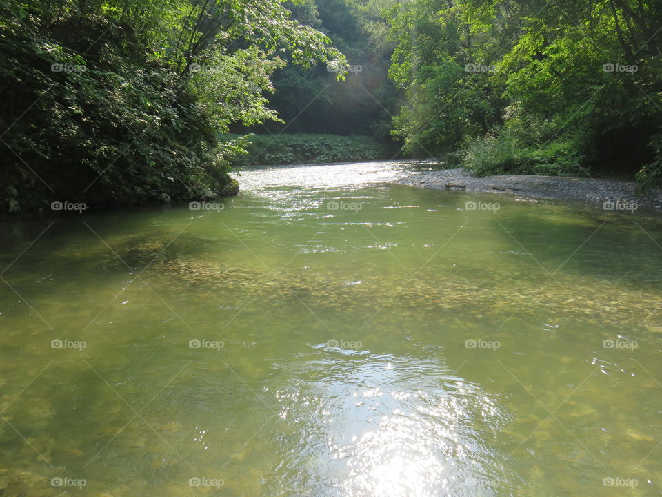 The Sun glare on the river