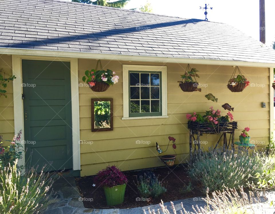 Colorful garden shed