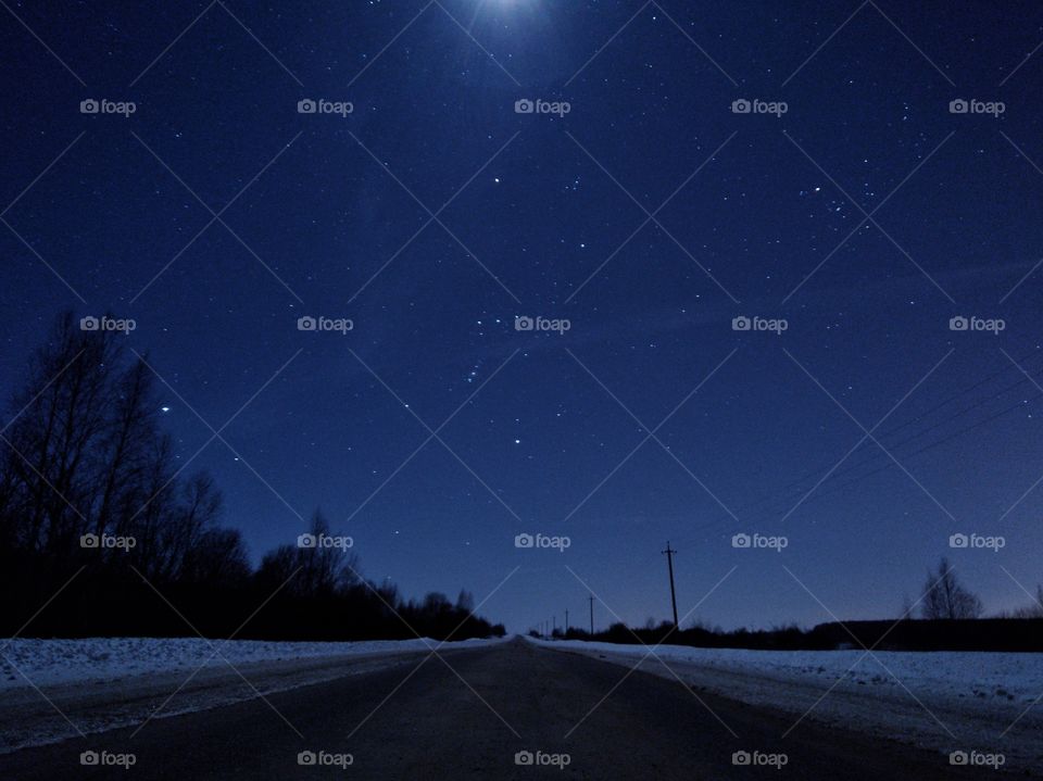 night,winter,star,road