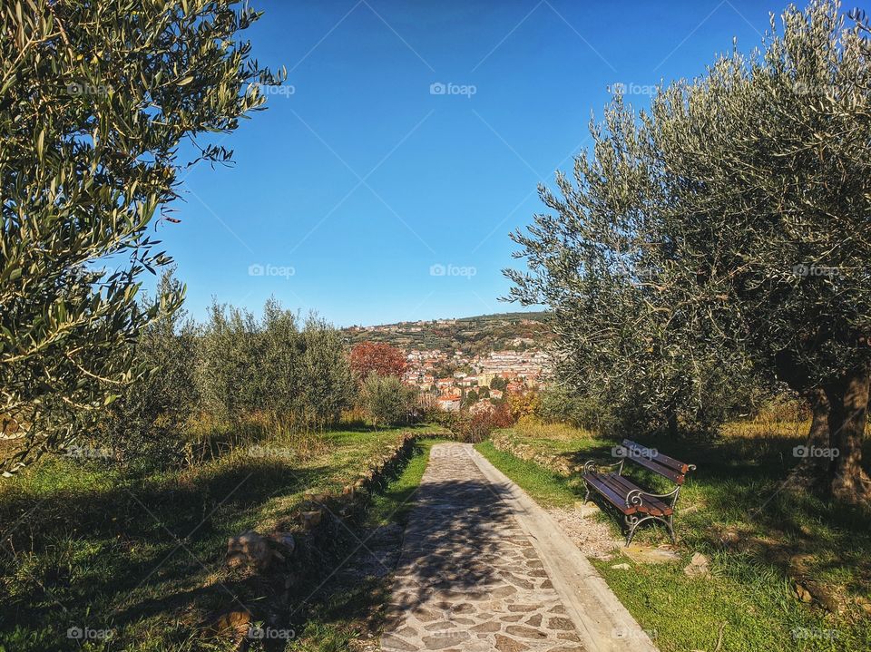 Scenic view of the hills against the blue sky.