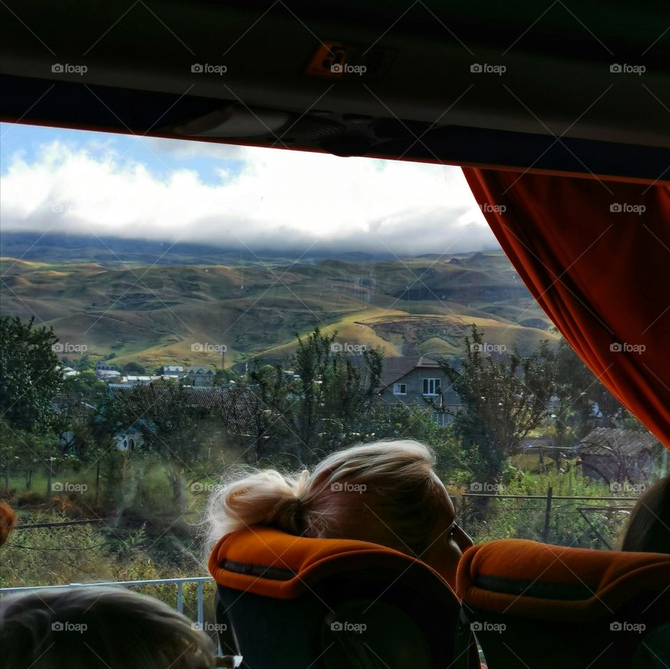Russia view wild outside outdoor day part details capture life bus people way trip travel ongo go drive nature horizont sky skyline clouds moody