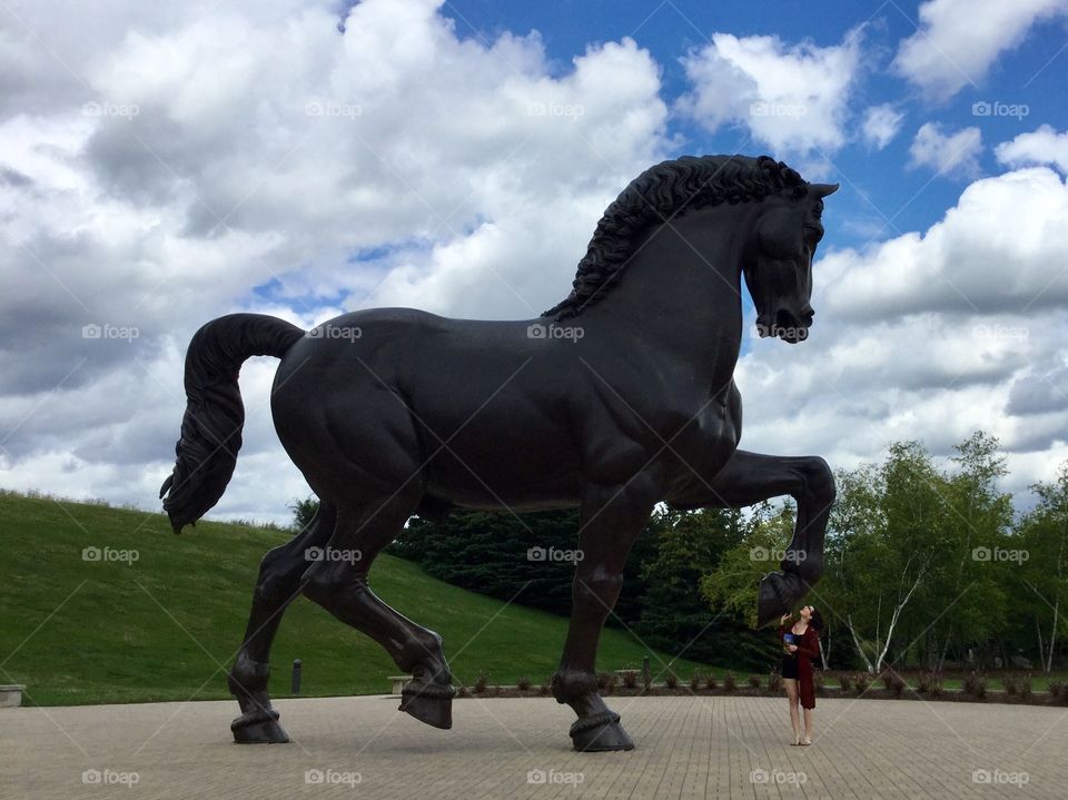 Giant iron horse sculpture
