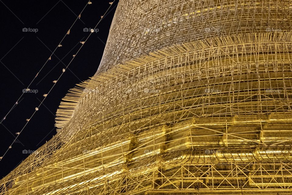Rangoon/Myanmar-April 14 2019:Shwedagon Pagoda in the night