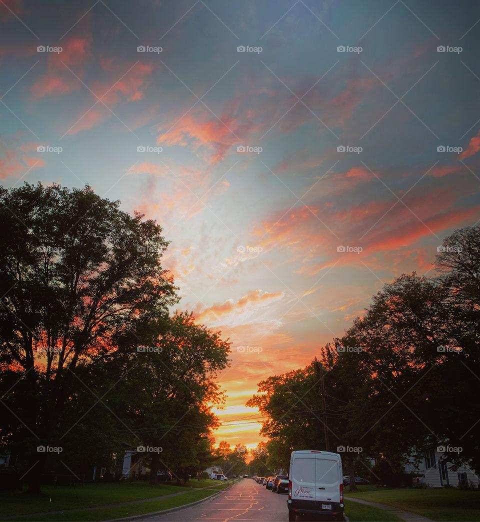 The evening walk is never dull, with a gorgeous sunset to look at. What beautiful colors!