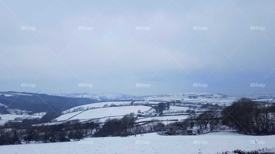 Snow over North Devon,England