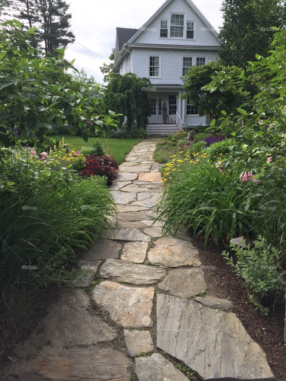Peaceful garden path to front door