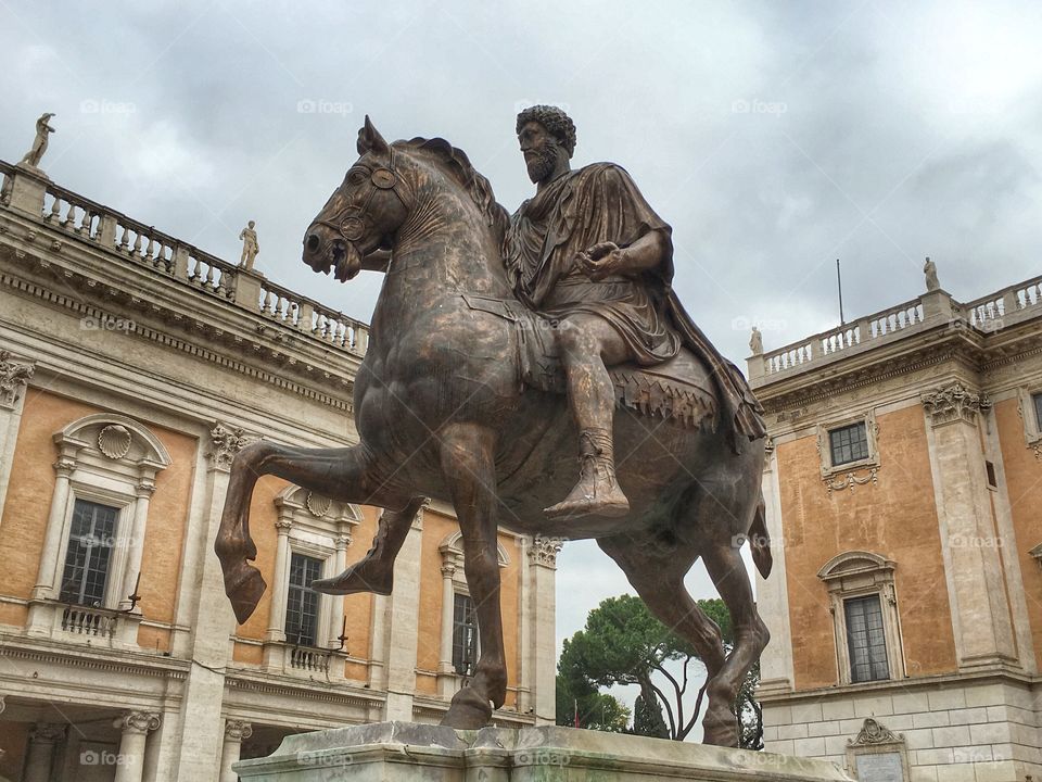 Capitoline Hill, equestrian statue of Marcus Aurelius, Rome, Italy