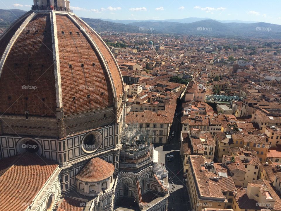 Florence panoramic view of Duomo and historic city Italy 