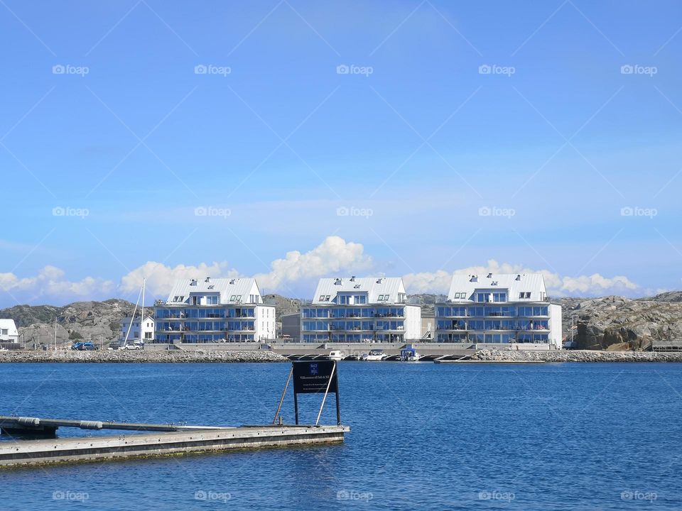 Such beautiful buildings that have been built by the sea recently.  Three identical buildings