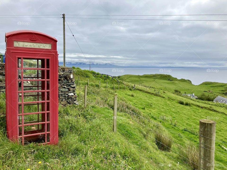 Bright Red telephone box (metal) in the Outer Hebrides ❤️