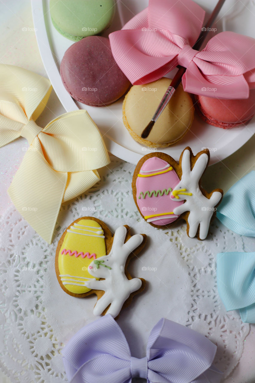 pastel easter cookie art