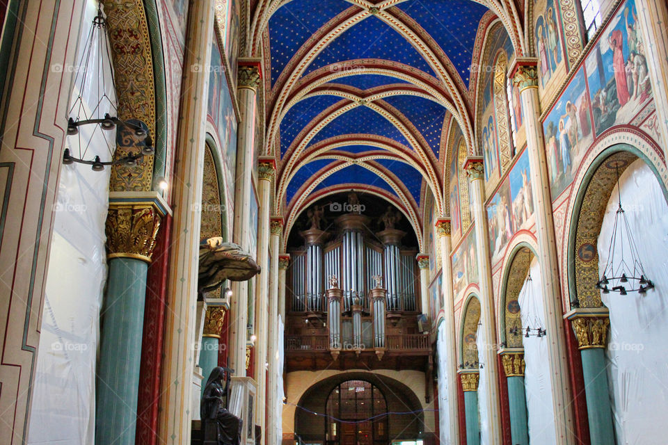 interior of the cathedral in paris