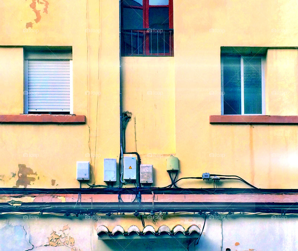 Windows in a mediterranean spanish town.
