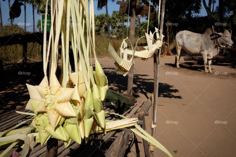 Hanging ornaments from leaves