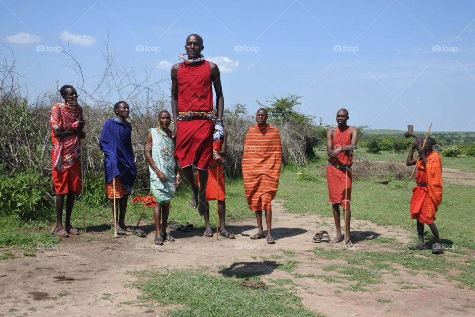 Massai Jump . Jumping Dancing.