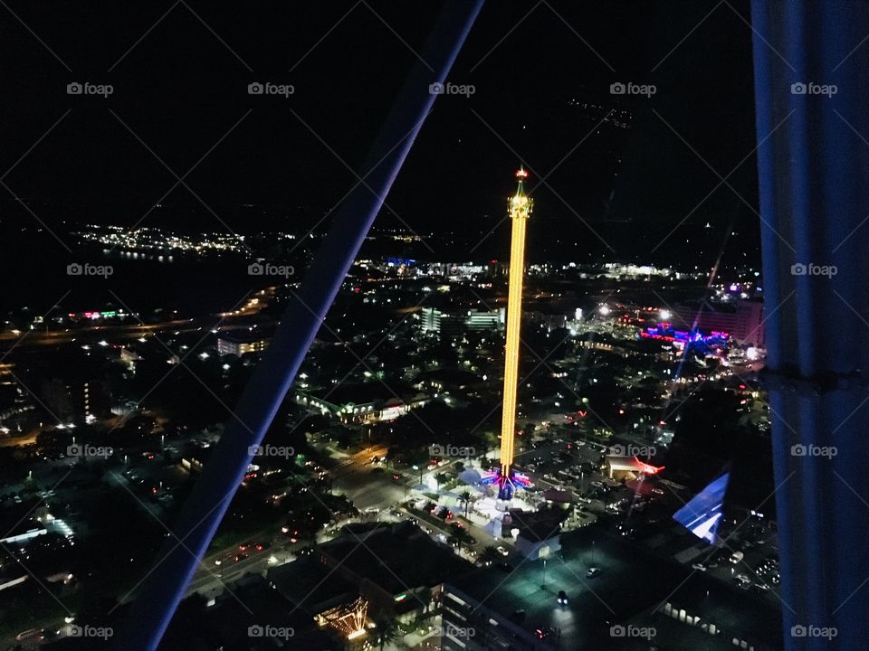 The view from the top of The Orlando Eye 360 at night in Orlando Florida 