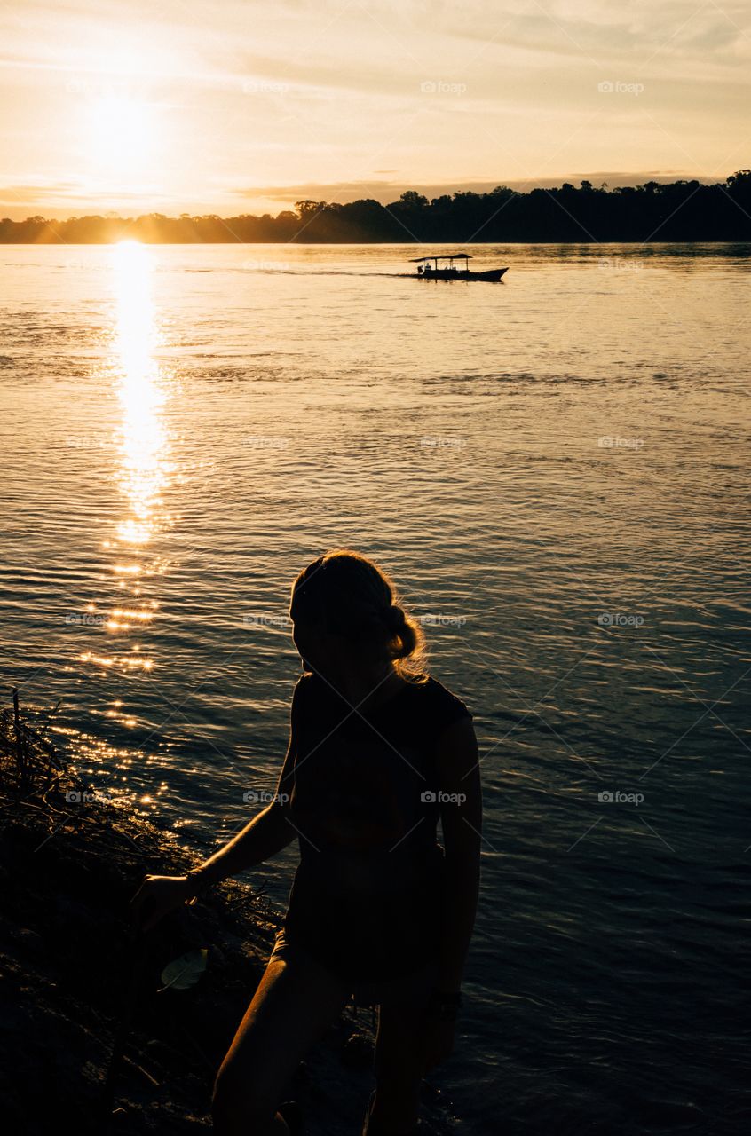 Woman at sunset 