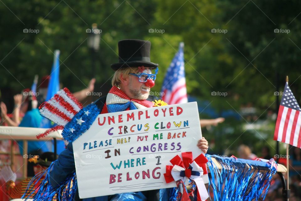 Unemployed Clown . July 4th Parade